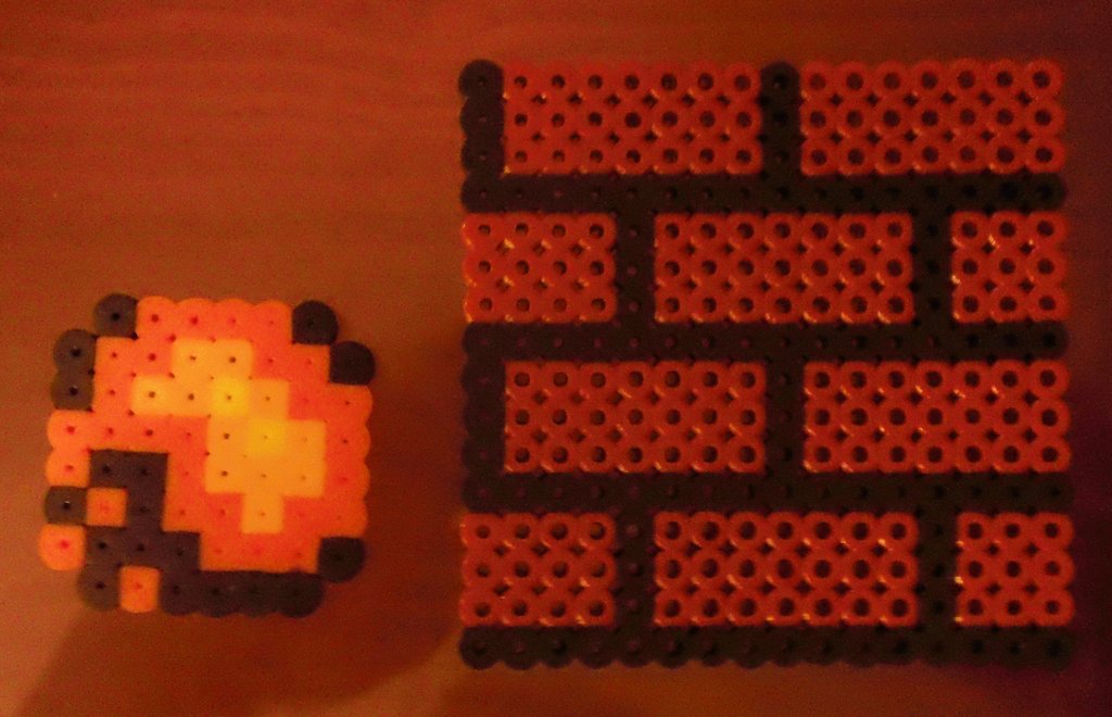 Bead Sprites Super Mario Fireball And Brick Block By Vashismyboi On