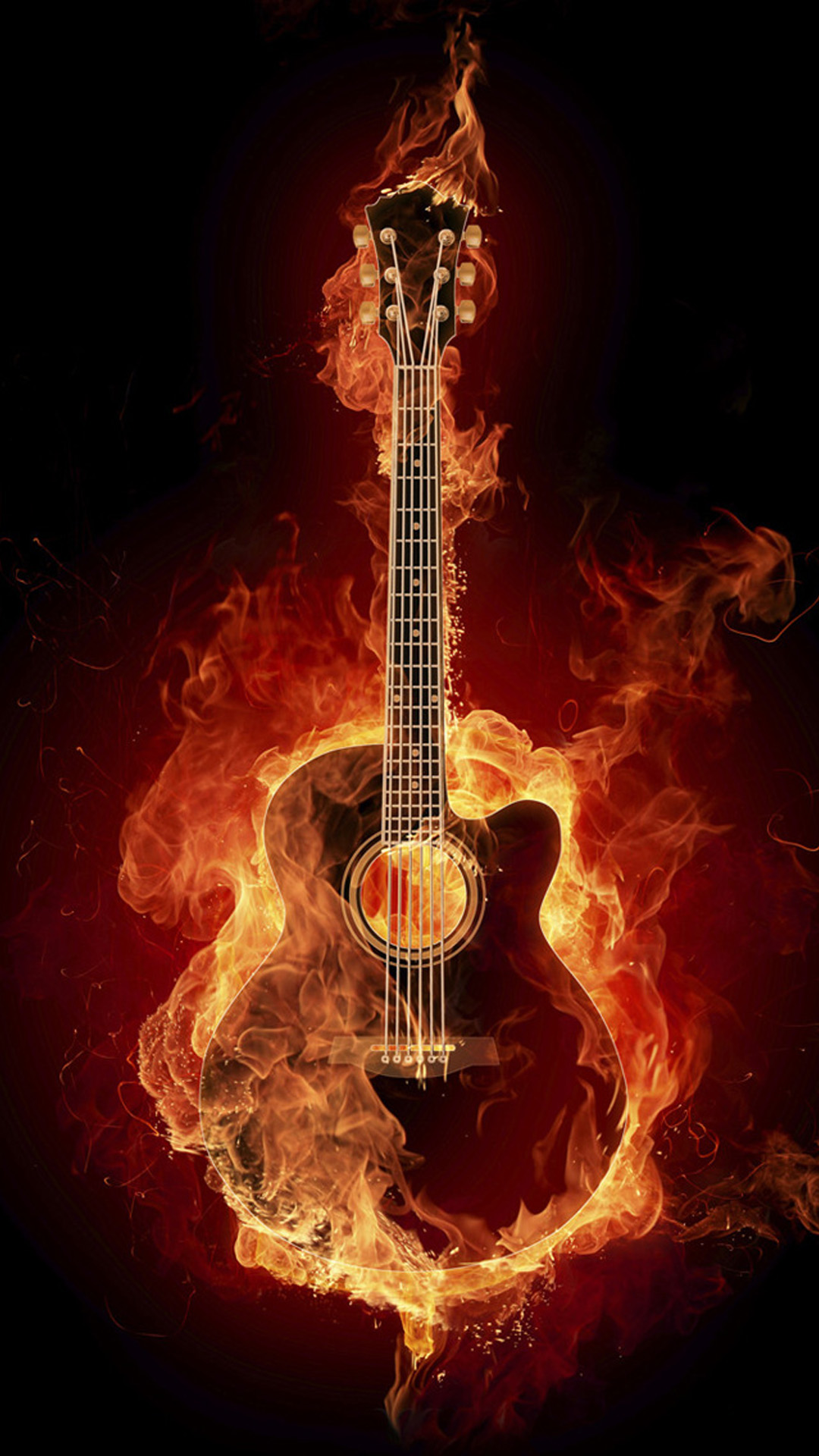 Flame Guitar Wallpaper
