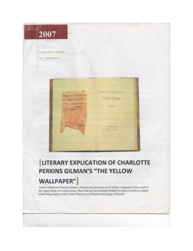 Explication Of Charlotte Perkins Gilman S The Yellow Wallpaper