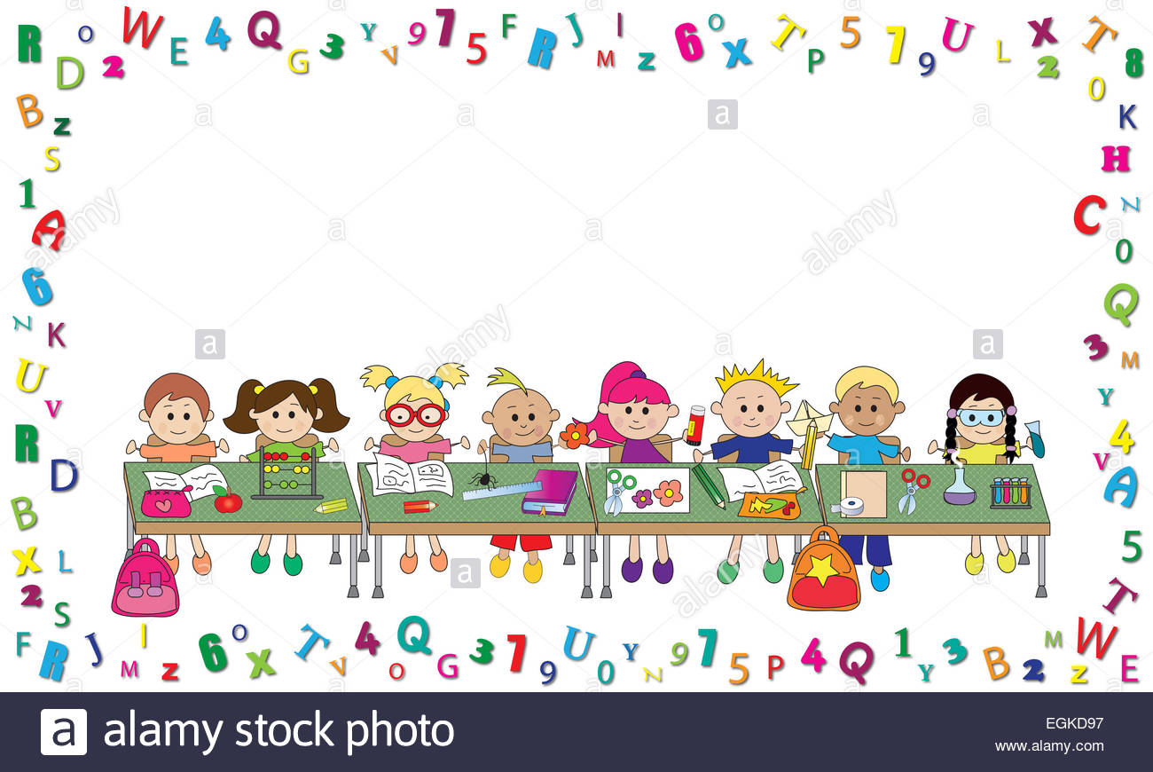 Illustration Of School Background With Children Stock Photo