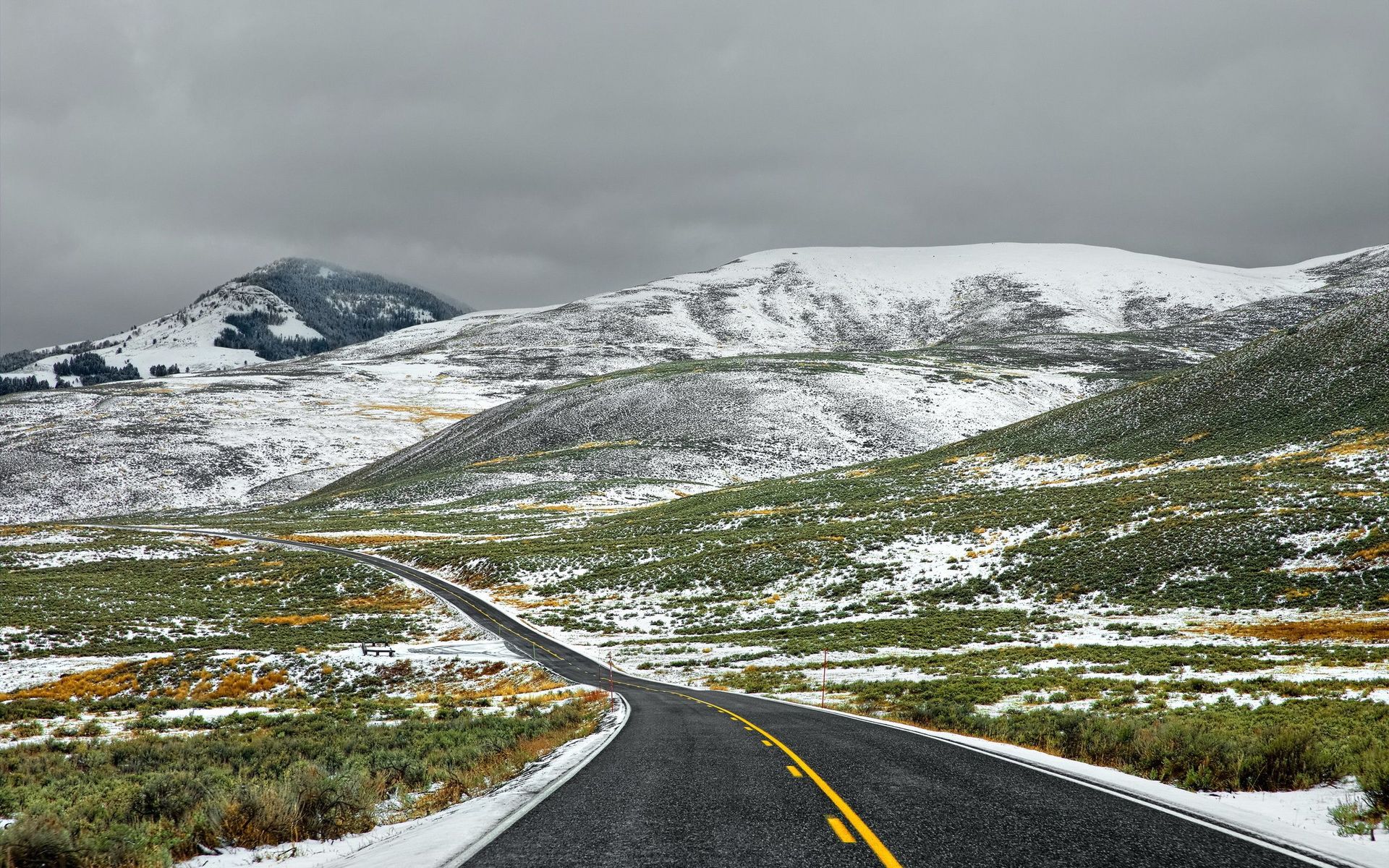 The Snowy Fields HD Wallpaper Road Along