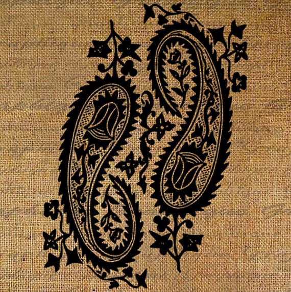 Large Paisley Paisleys Pattern Morroccan Henna Digital Collage Sheet