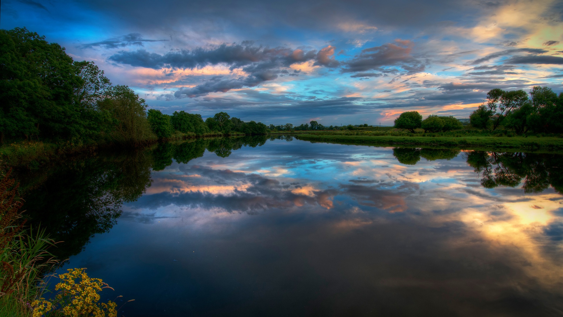 Ireland Nature Landscape River Evening Sunset Clouds Wallpaper Jpg
