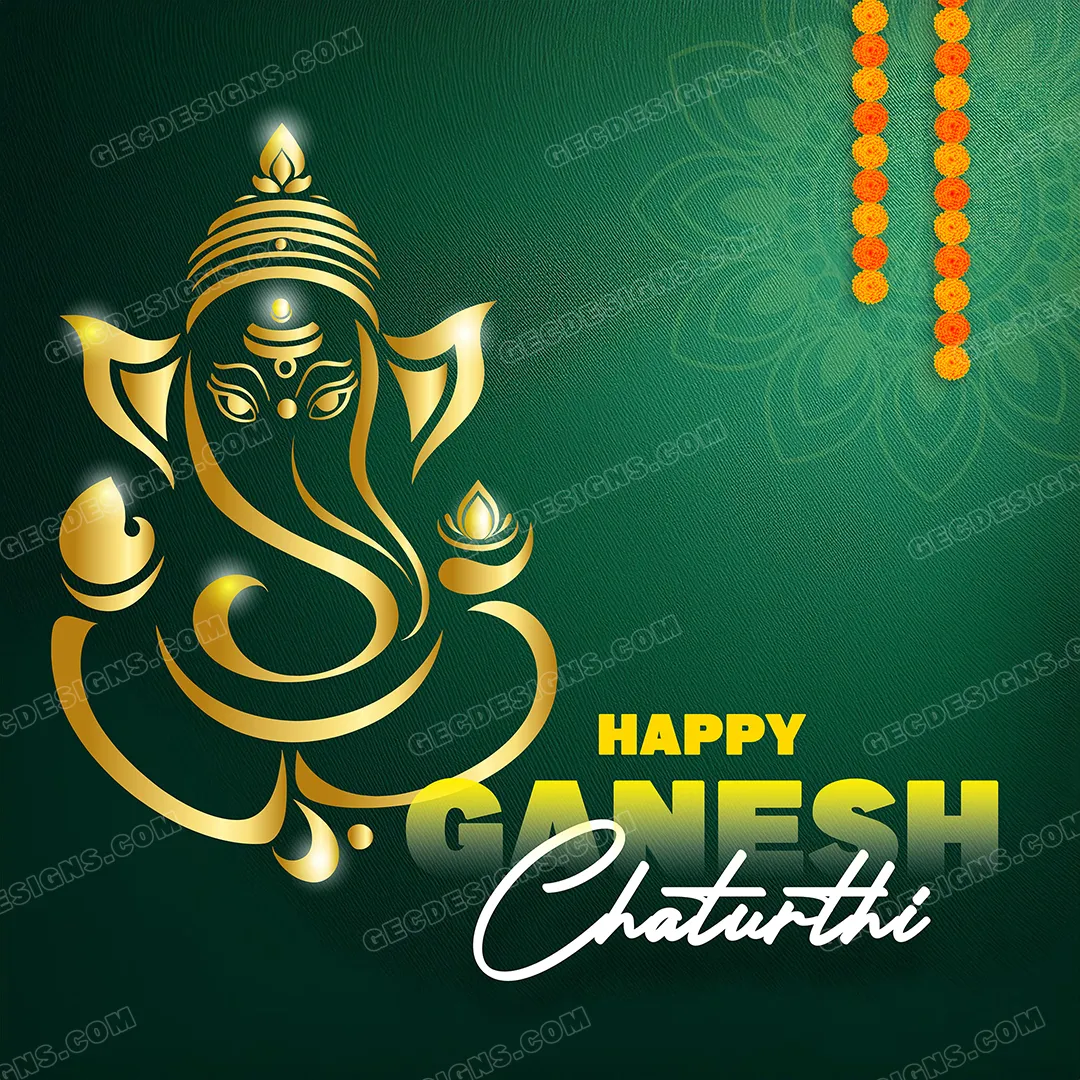 Happy Ganesh Chaturthi Lord Ganesha Green Gradient Vector Illustration Wallpaper