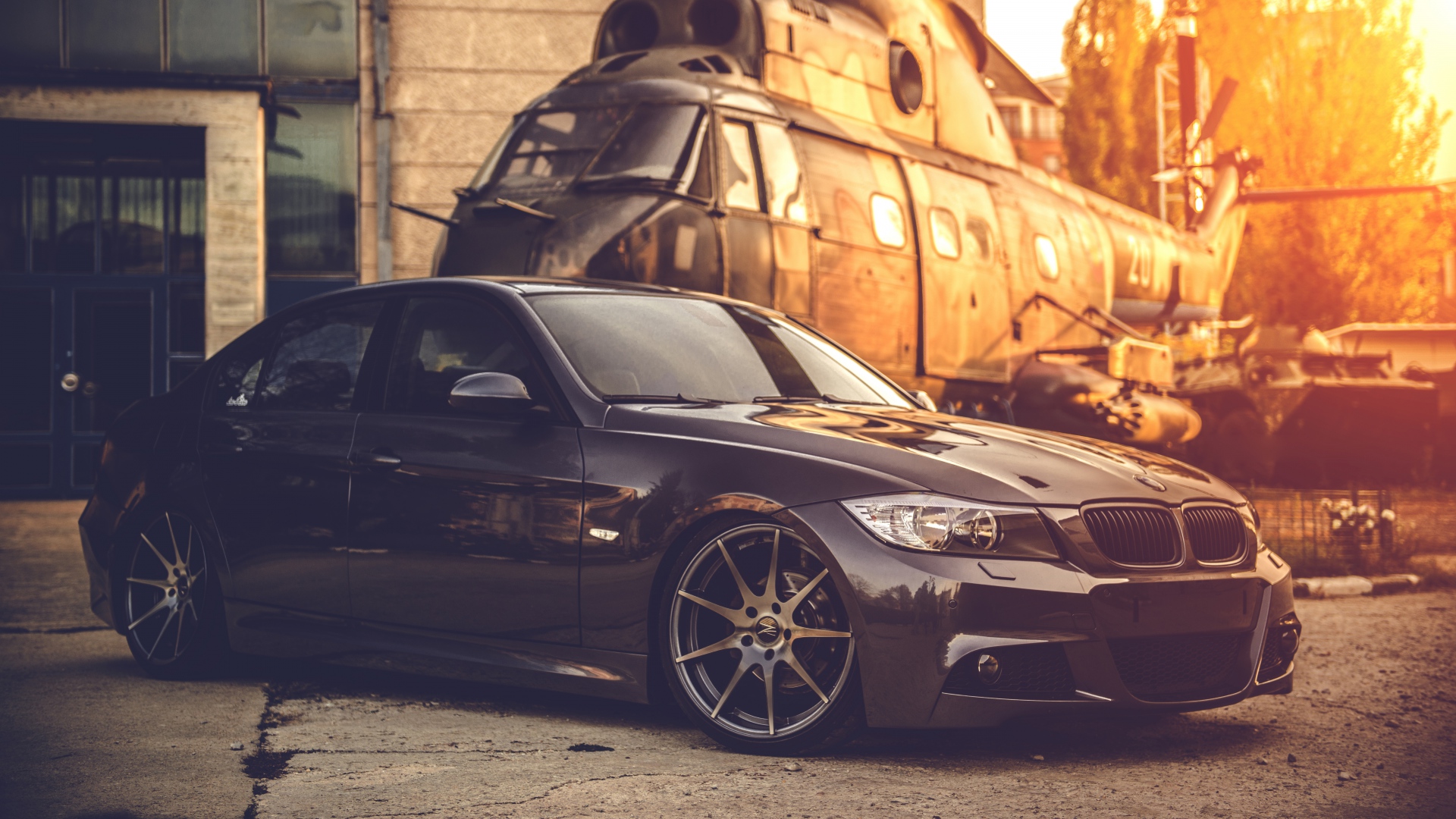 Wallpaper Bmw E90 Deep Concave Black Helicopter Full HD