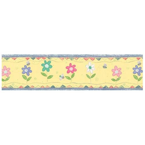  DAISY Prepasted WALL BORDER   Bumble Bees Daisies Flowers Decor