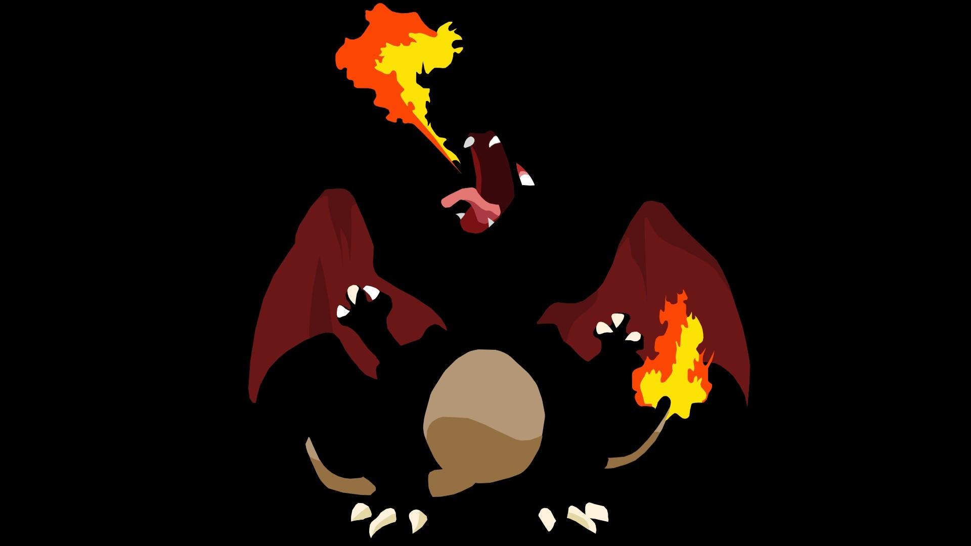 Pokemon Black Minimalistic Fire Charizard Shiny Environmental Friendly