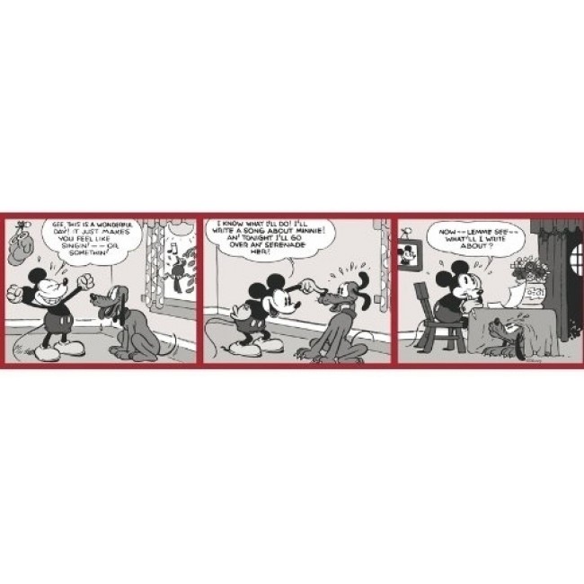 Vintage Mickey Mouse Ic Black White Border All Walls Wallpaper