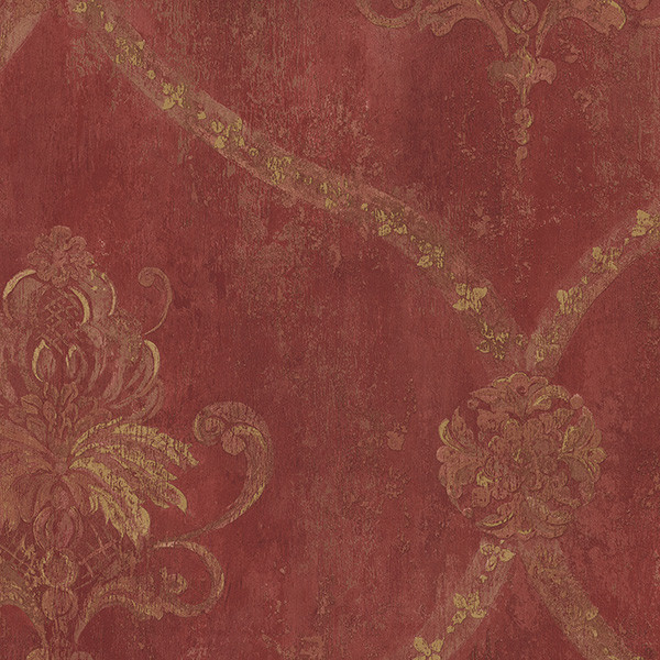 Large Damask In Red And Gold Ch22565 Traditional Wallpaper By