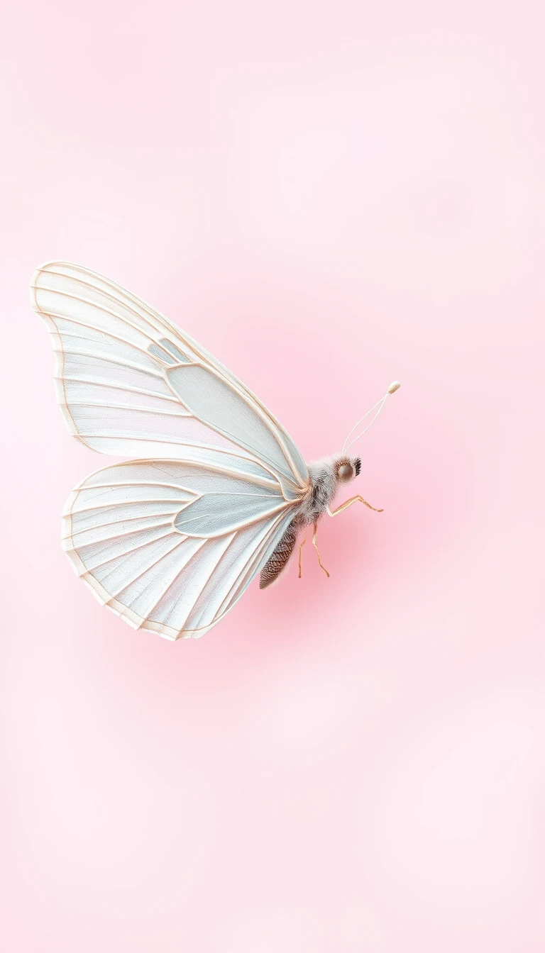 Wallpaper Butterfly Pink Background White