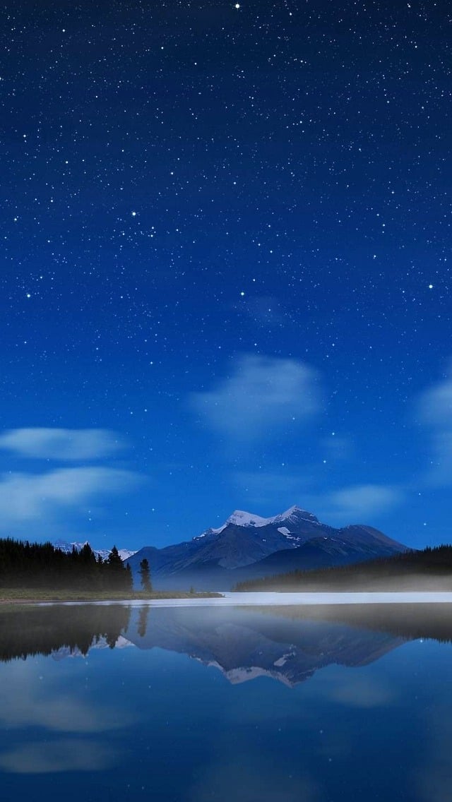 Snow Mountain At Night Wallpaper   Free iPhone Wallpapers