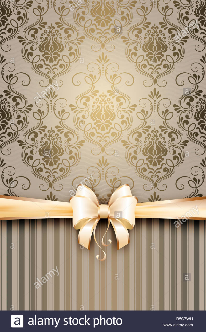 Elegant Background With Ribbon Bow And Vintage Patterns