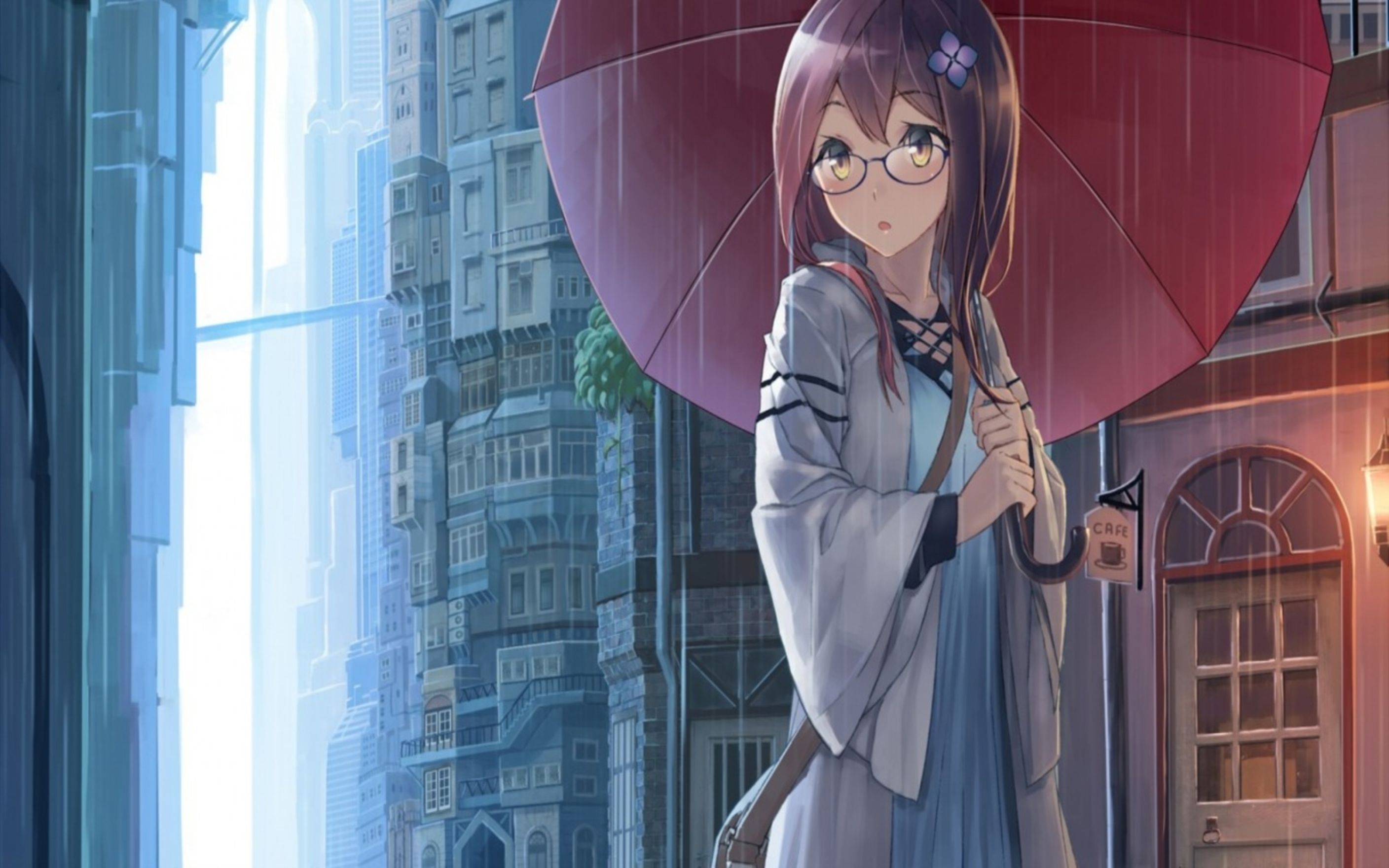 Anime Girl Walking in Rain Hatsune Miku 4K Wallpaper iPhone HD Phone #740i