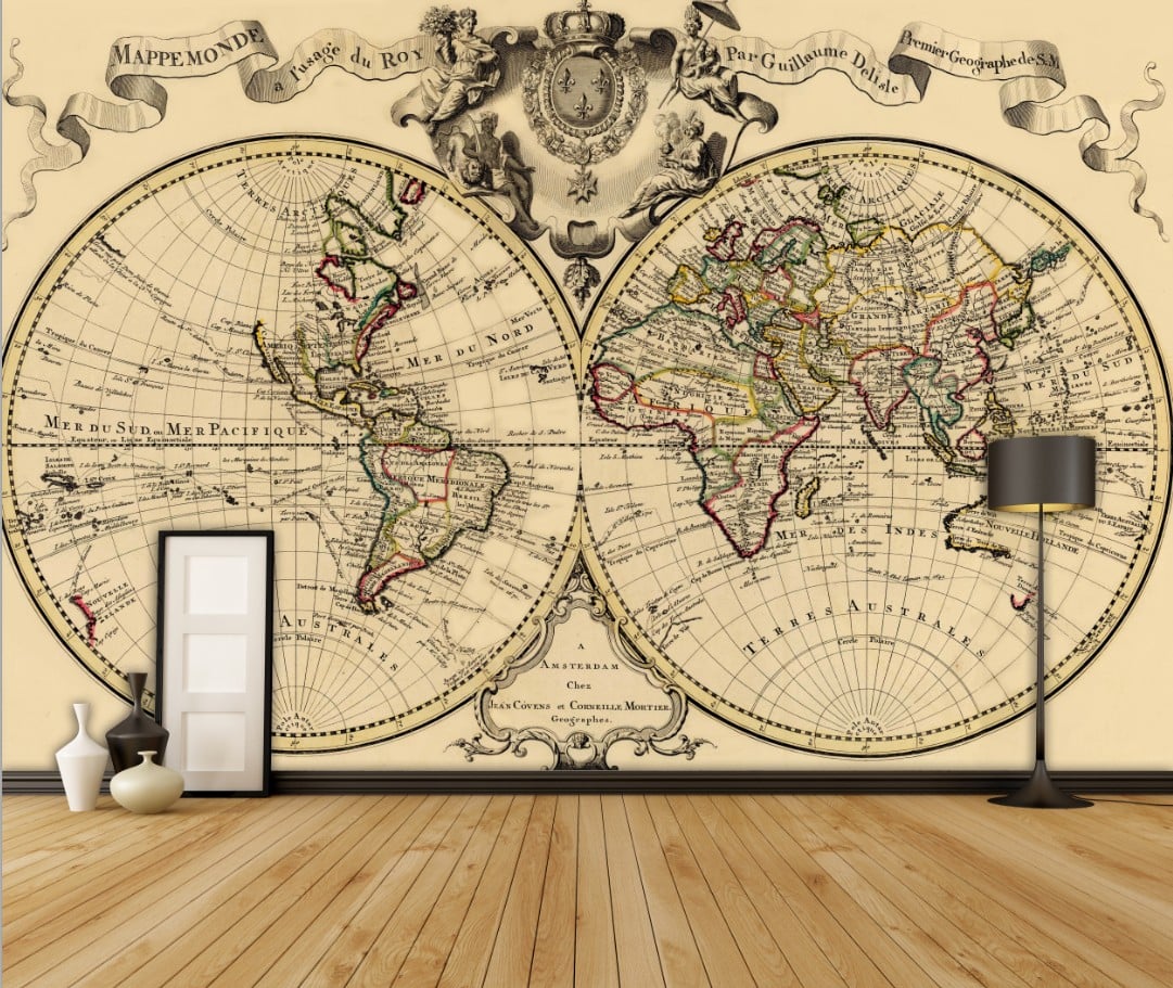 Old World Map Wallpaper Mural Vintage map of the world mural