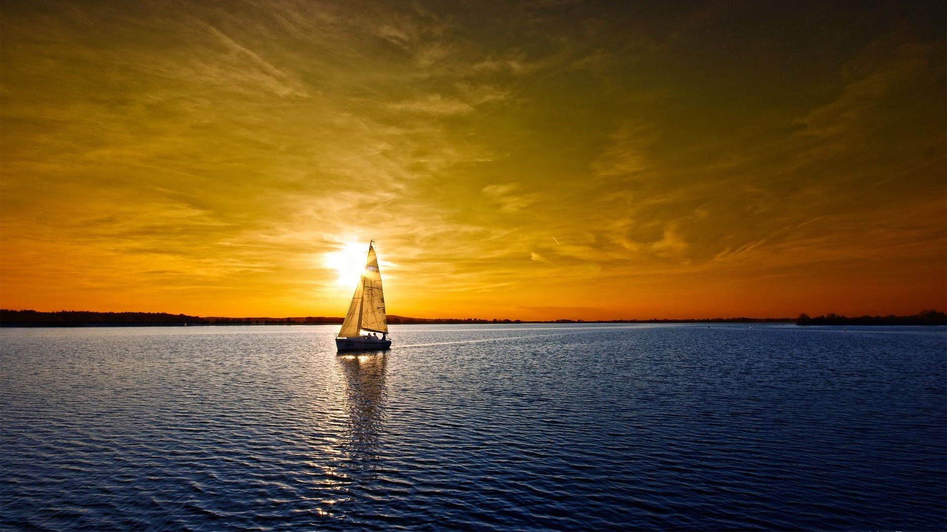 Solo Sailing at Sunset HD Wallpaper FullHDWpp   Full HD