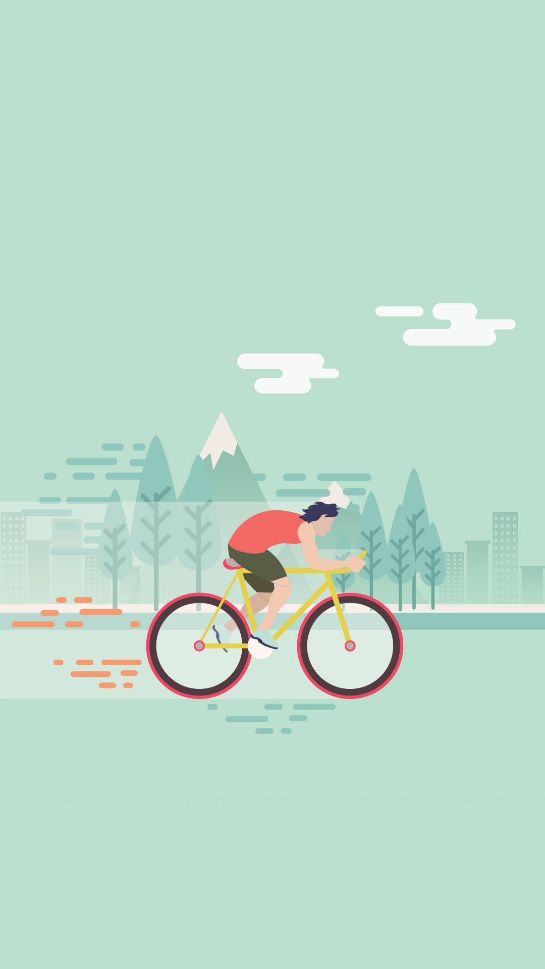 A Man Riding Bicycle In The City Wallpaper