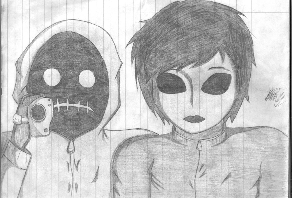 masky and hoodie creepypasta drawings