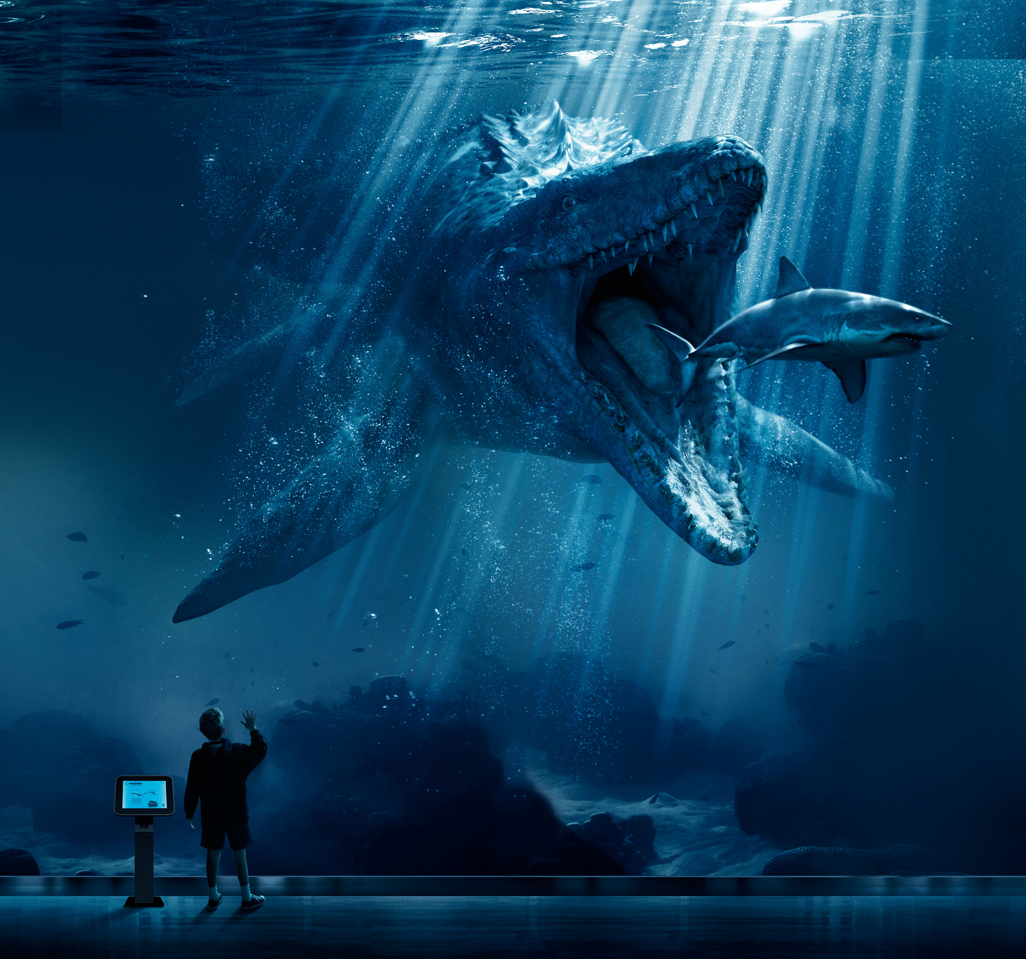 Mosasaurus Shark Snack Poster From Jurassic World Wallpaper