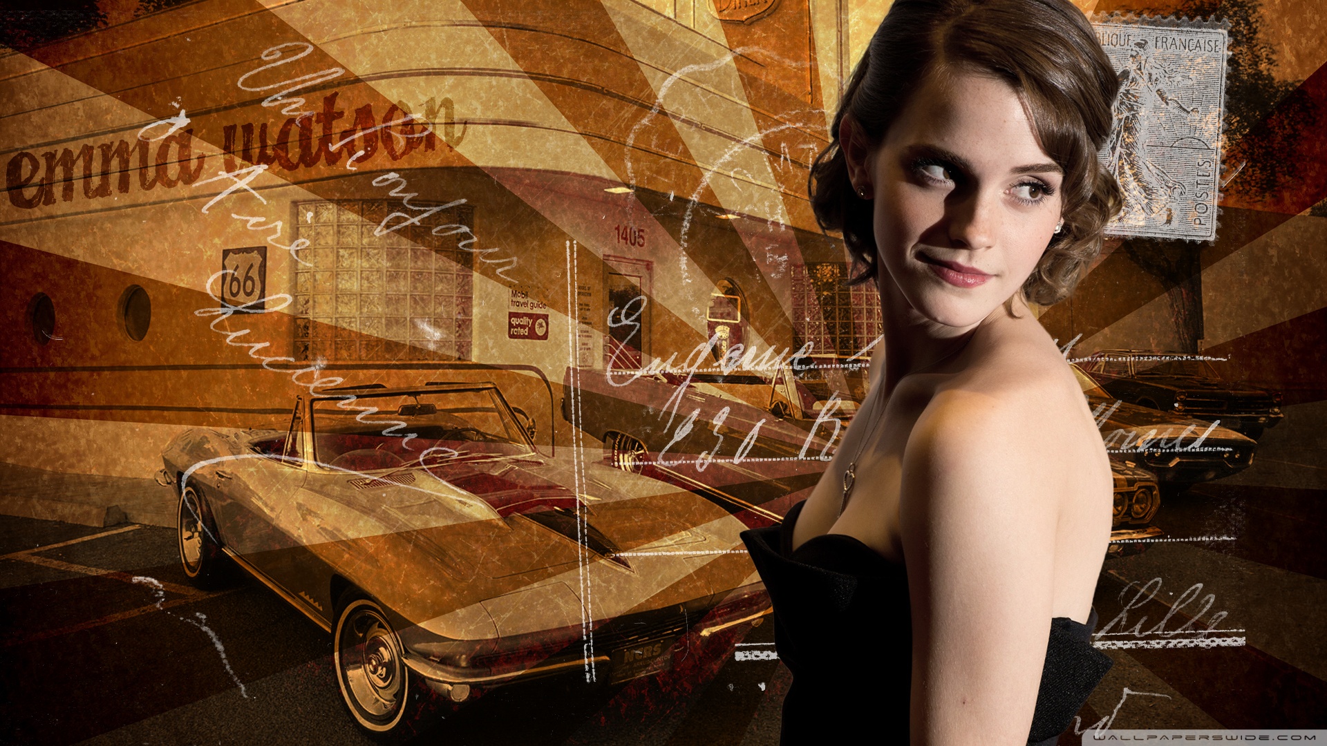 Emma Watson Retro Wallpaper
