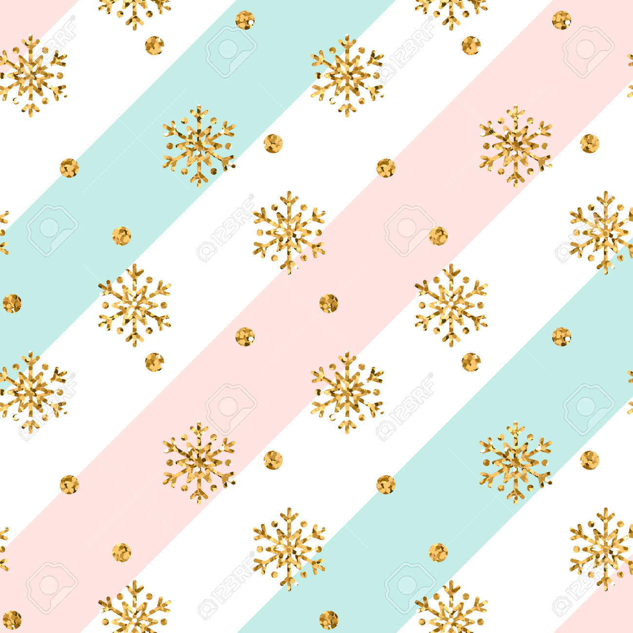 Christmas Gold Snowflake Seamless Pattern Golden Glitter