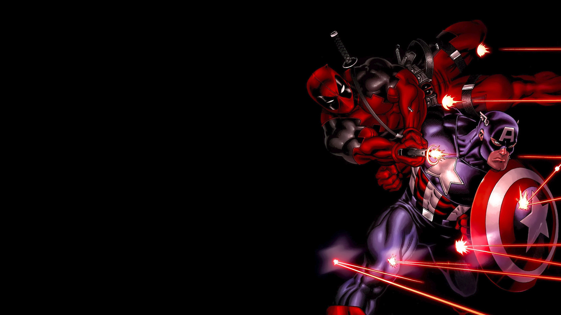 Deadpool and Captain America in Action: A Marvel Wallpaper