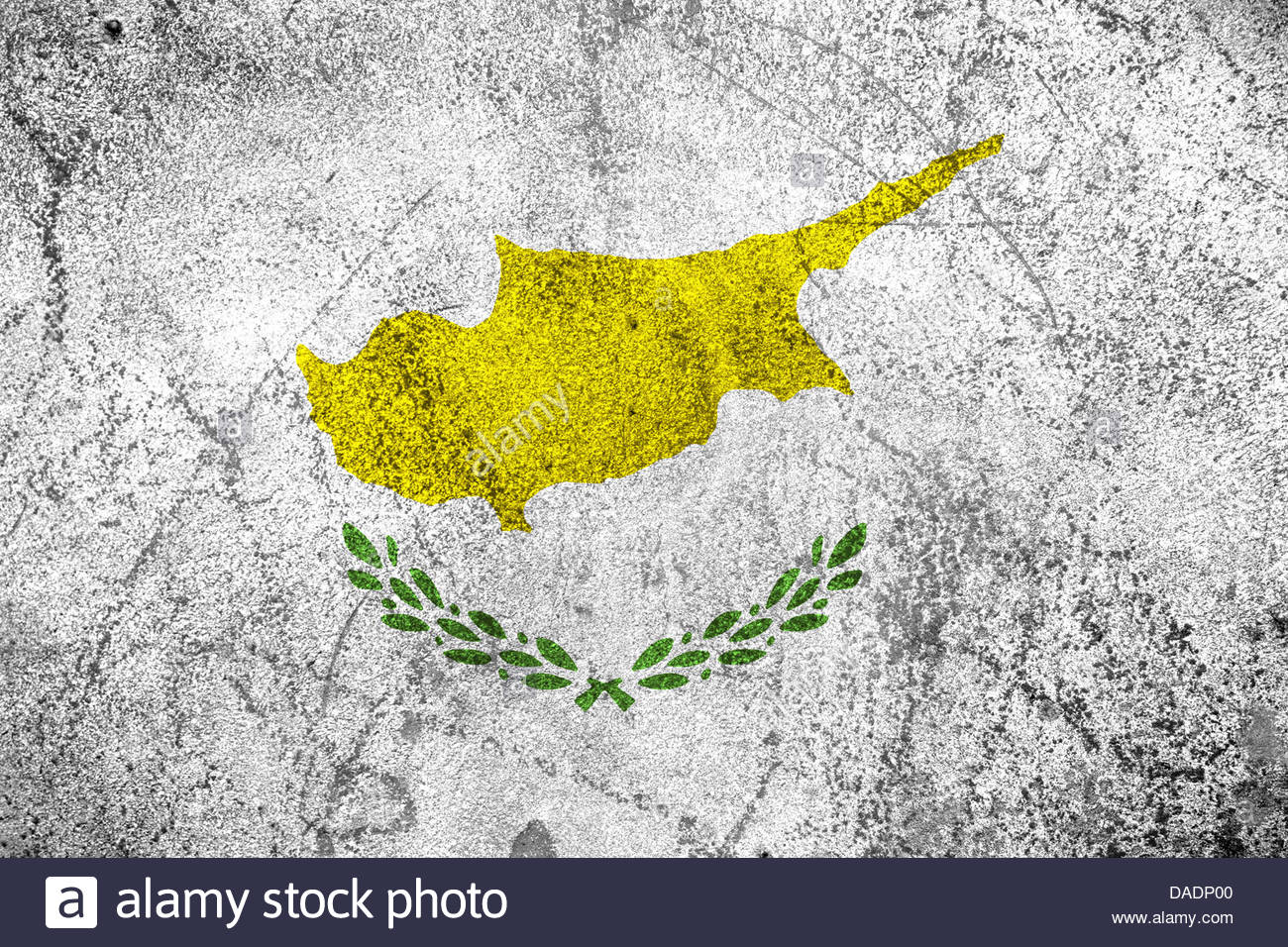 Flag Of Cyprus Or Cypriot Banner On Rough Pattern Background Stock