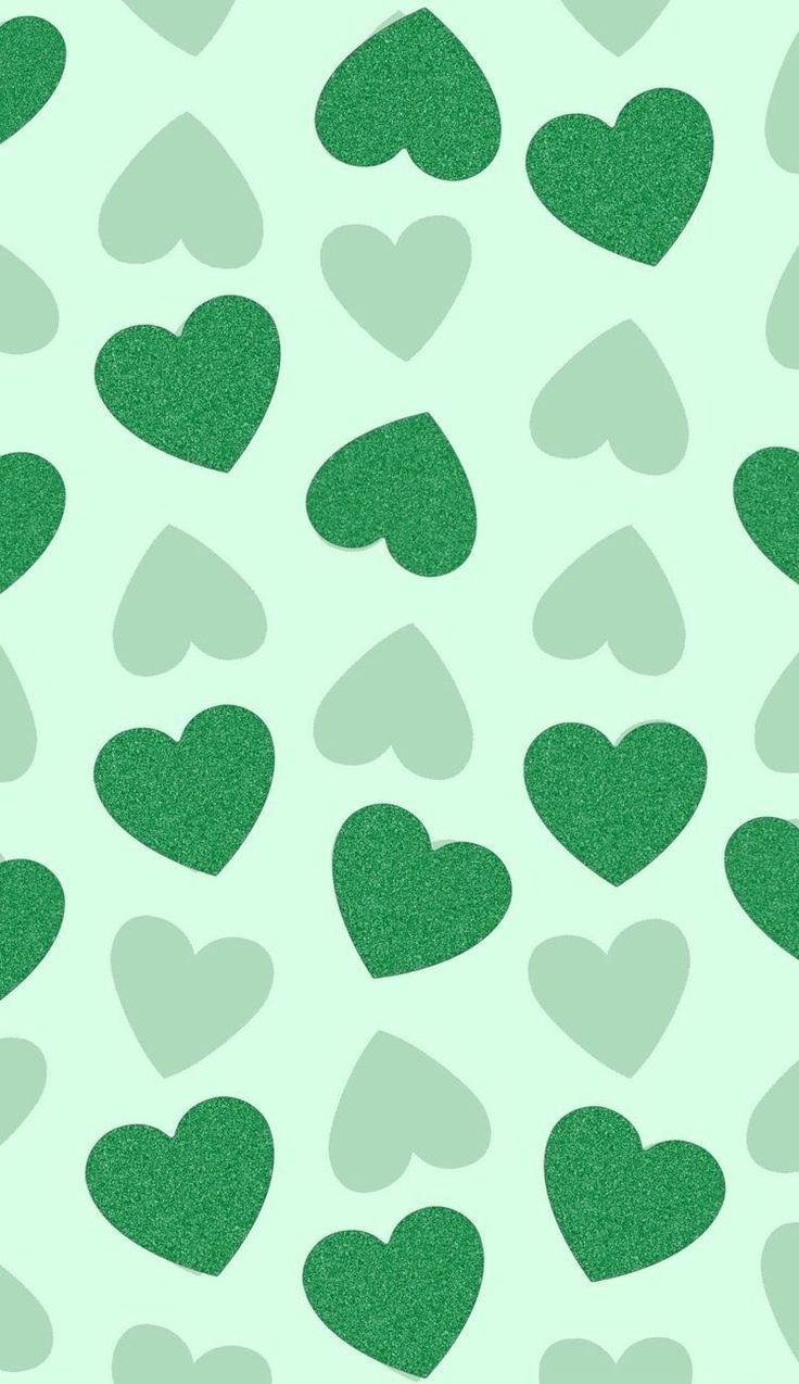 Green Hearts Collage Wallpaper