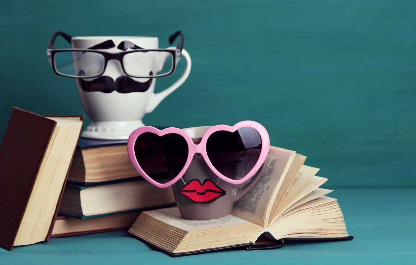Wallpaper Books Coffee Glasses Mug Cup Lips Funny