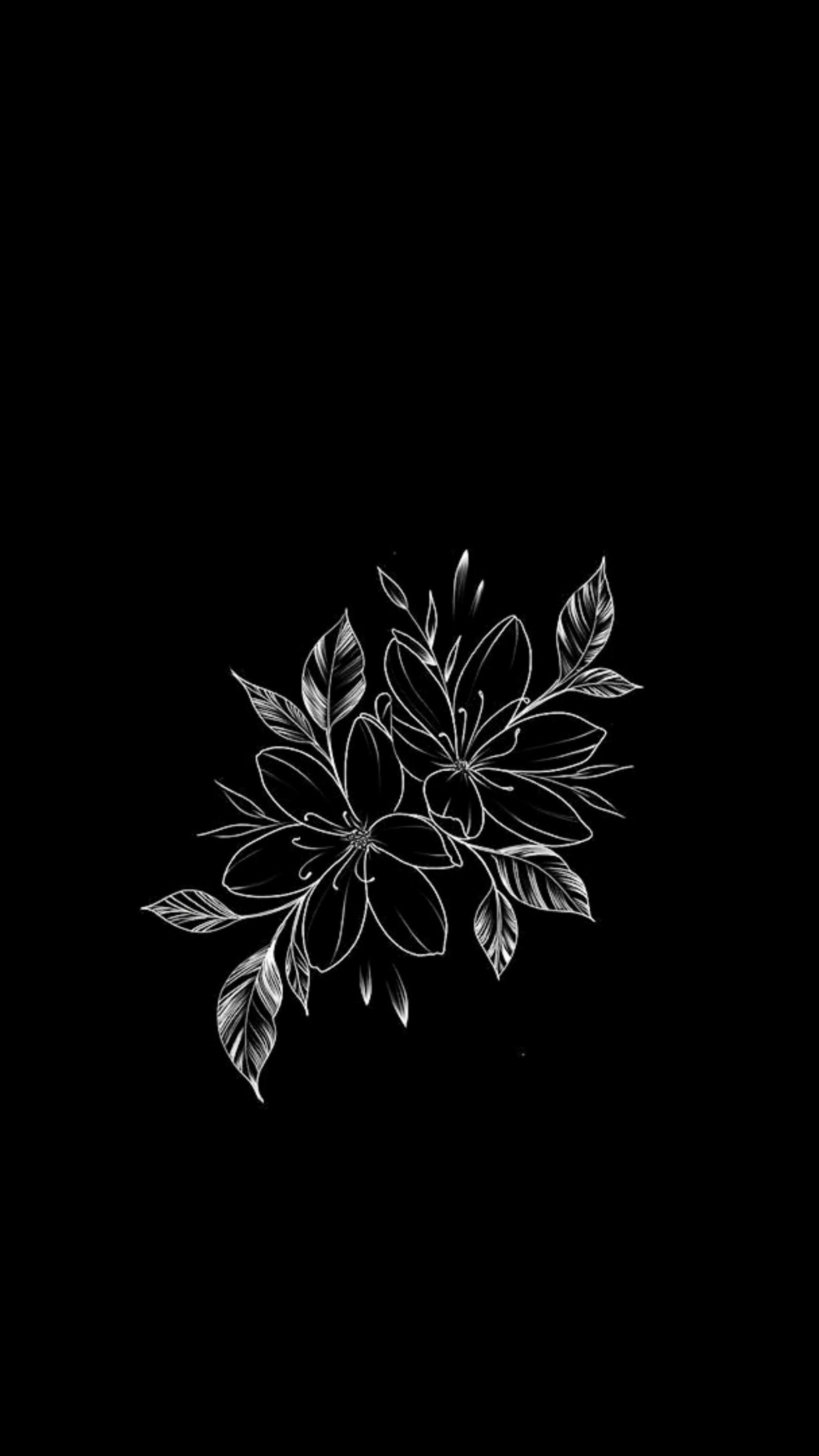 Background Black And White Flowers Wallpaper
