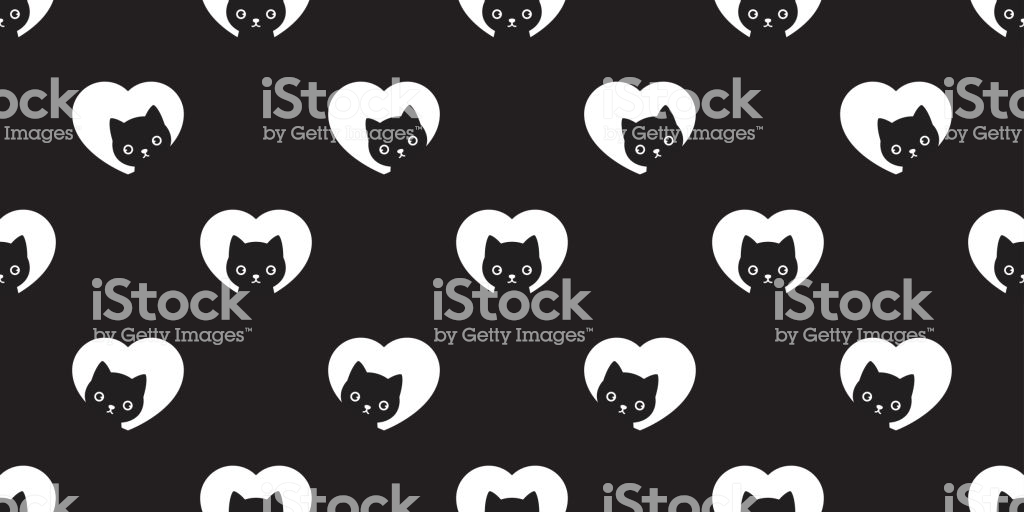 Cat Seamless Pattern Heart Vector Valentine Kitten Head Calico