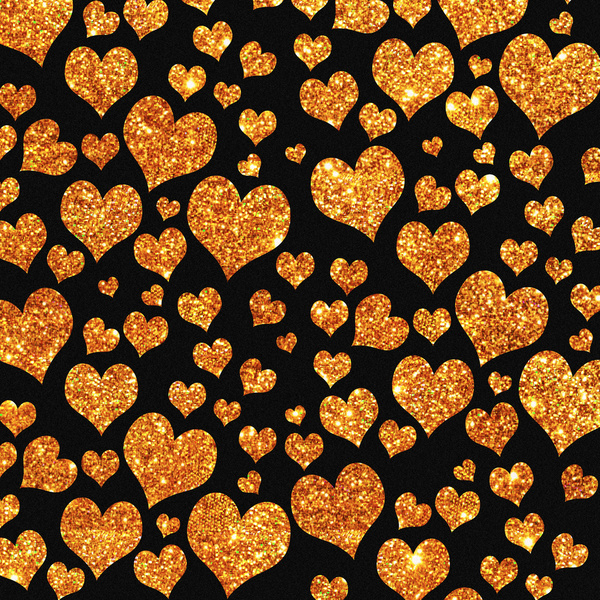 Valentine S Girly Gold Glitter Cute Love Hearts Pattern Black Art