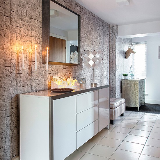 Free download Contemporary hallway with tiled floor and textured