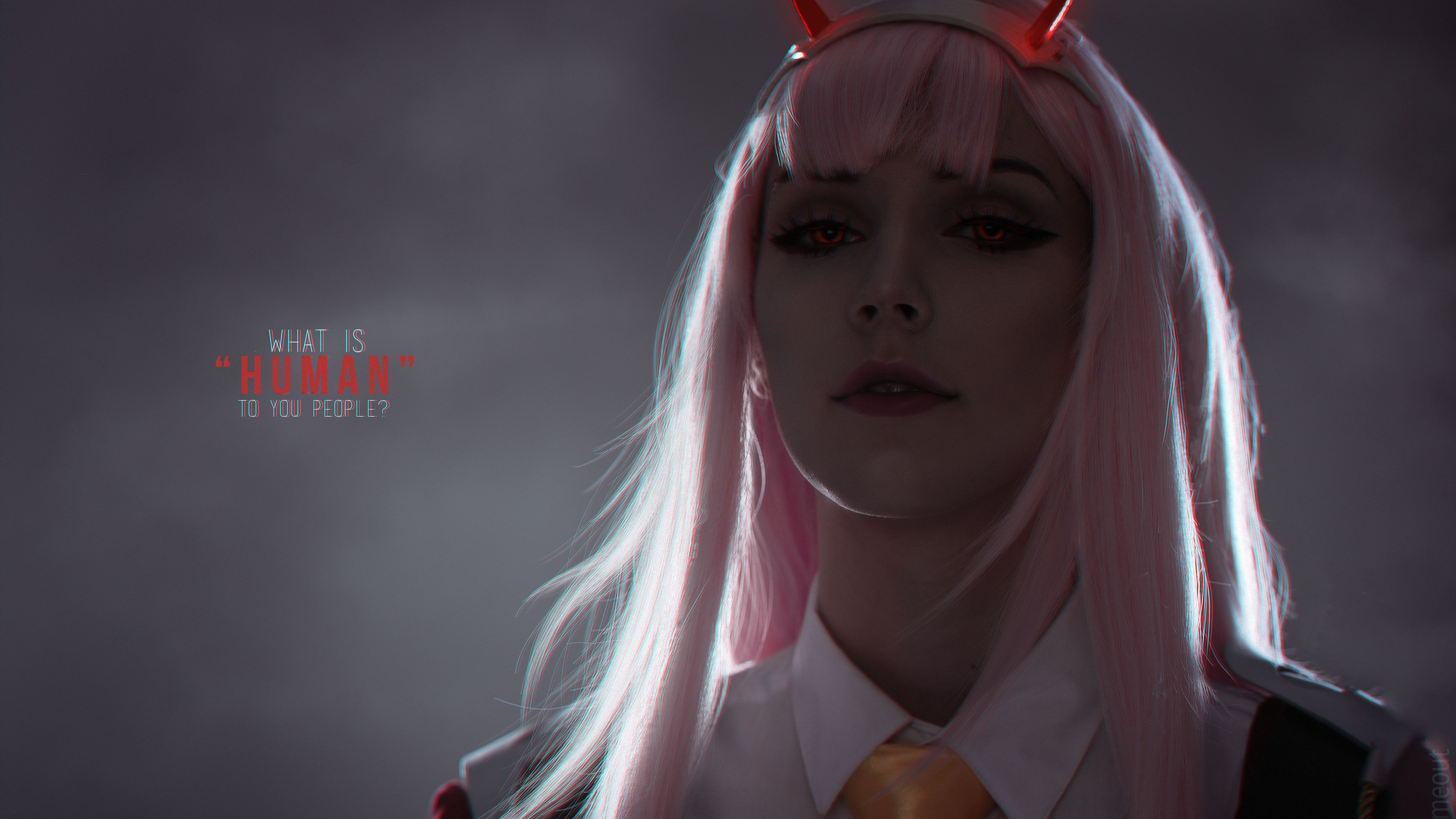 Girl School Uniform Red Devil Horns 8k 4k HD Wallpaper Image Photos
