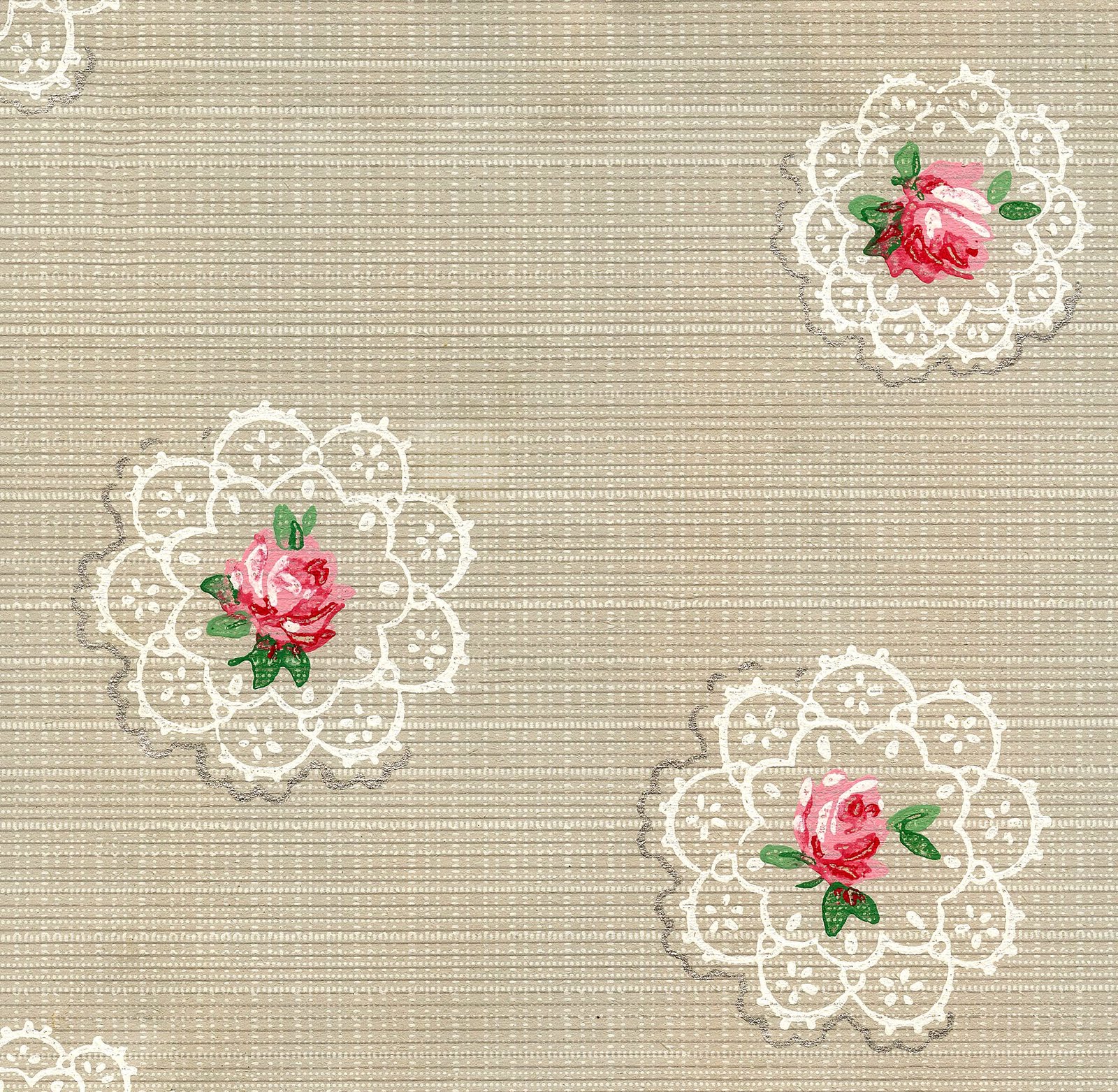 Pretty Vintage Wallpaper Doily Roses The Graphics Fairy
