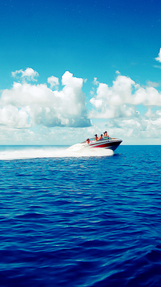 Summer Fun Ocean Speedboat Ride iPhone Wallpaper Ipod HD