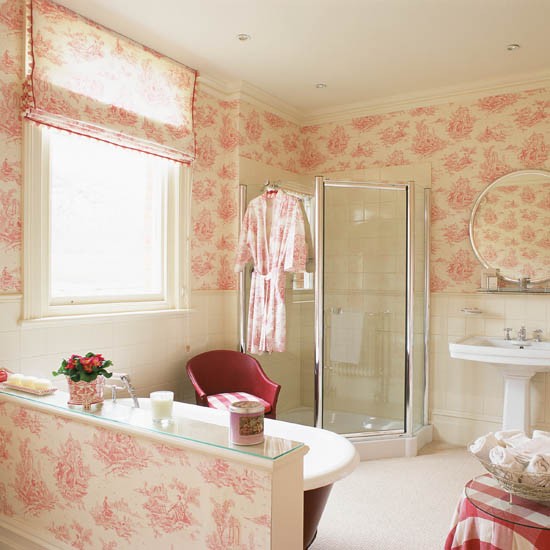 French Themed Bathroom Wallpaper Feature Walls