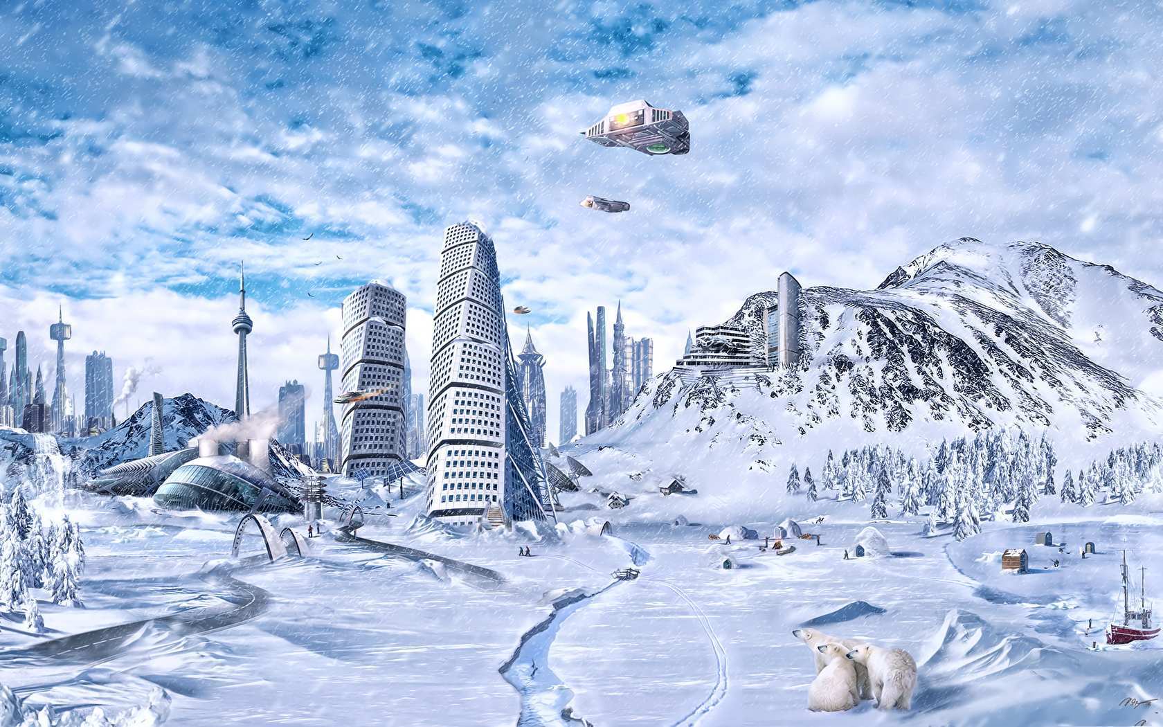 Fantasy Winter City Wallpaper