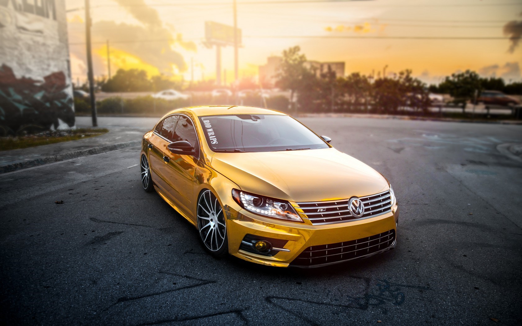 Volkswagen Passat Cc Tuning Gold Car Wallpaper