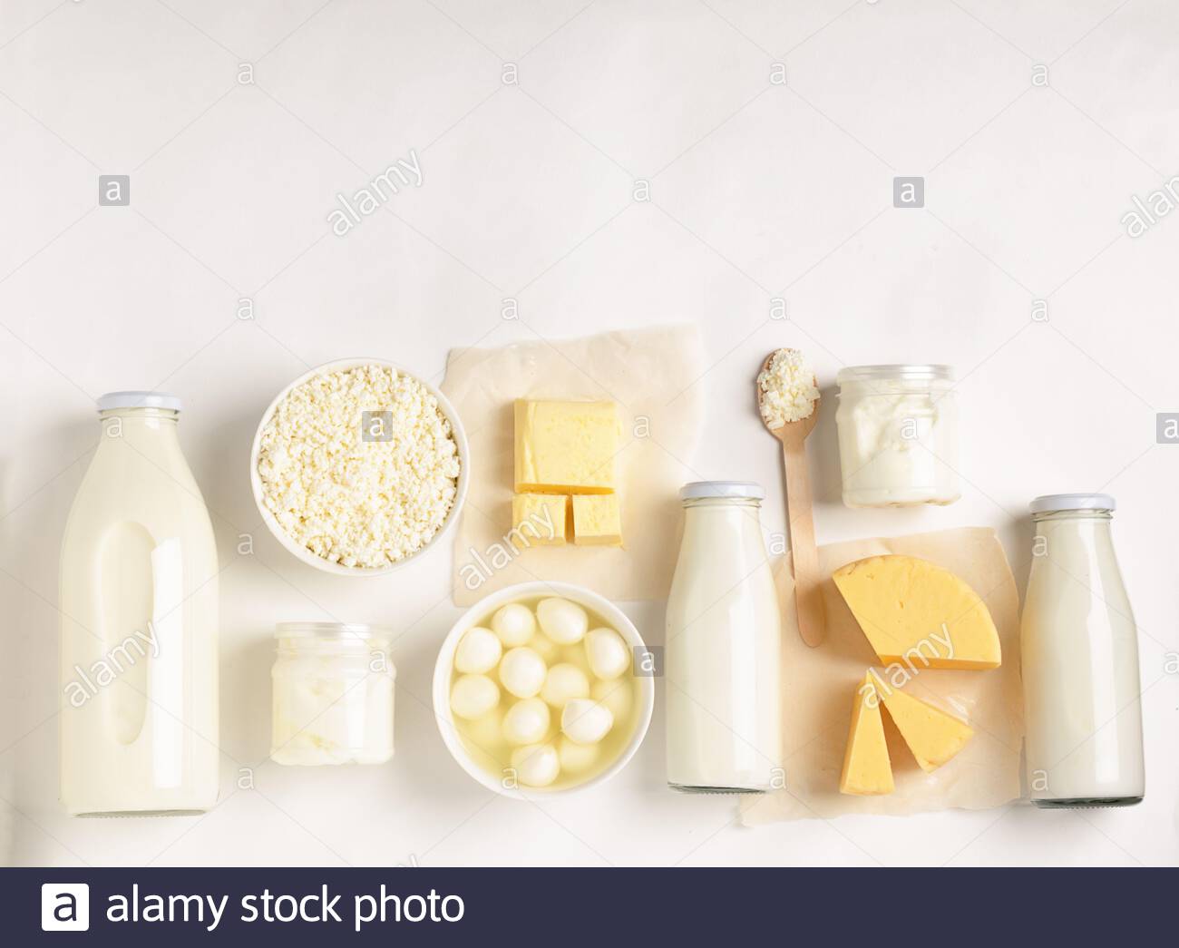 Dairy And Fermented Milk Organic Products On A White