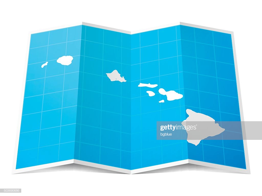 Hawaii Map Folded Isolated On White Background Stock Illustration