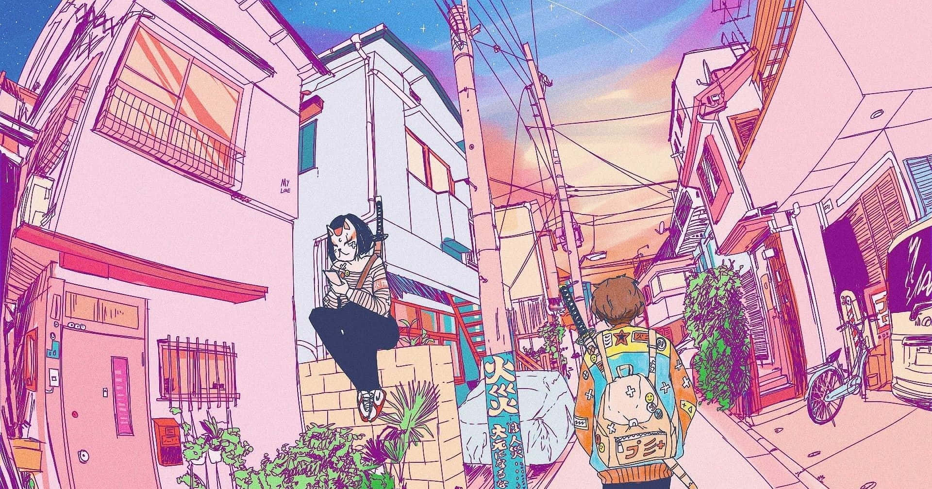 Pink Anime Aesthetic Picture Wallpaper
