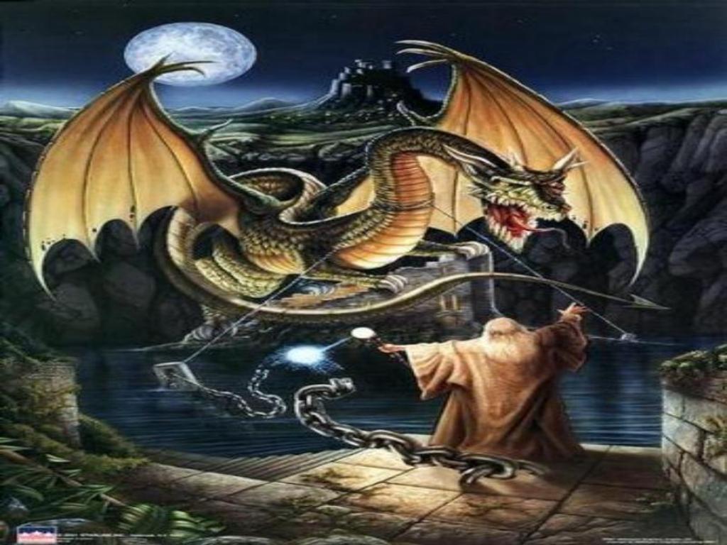 Sur Les Dragons Et Cr Atures Surnaturelles Flying Dragon And Wizard