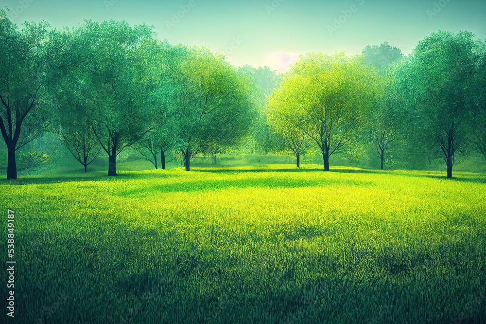 Beautiful Spring Forest Background Illustration Nature Green
