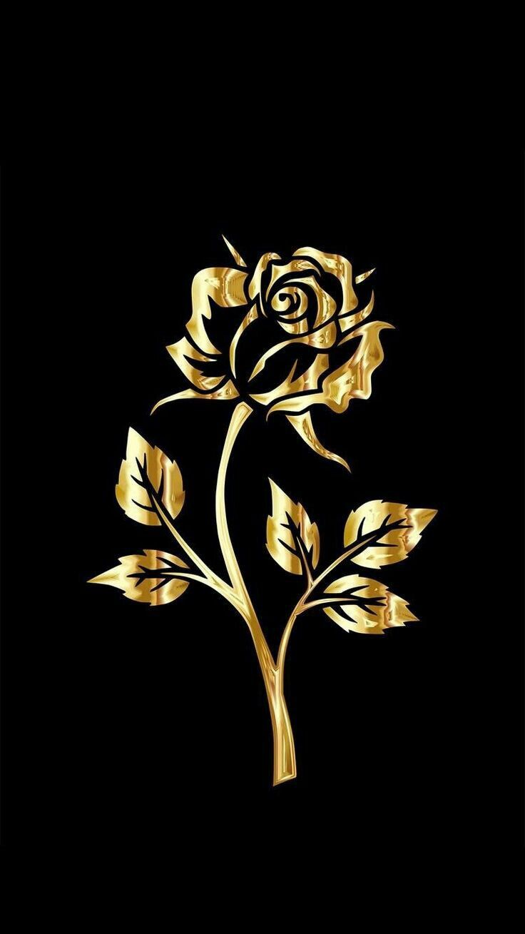 A Gold Rose On Black Background Wallpaper