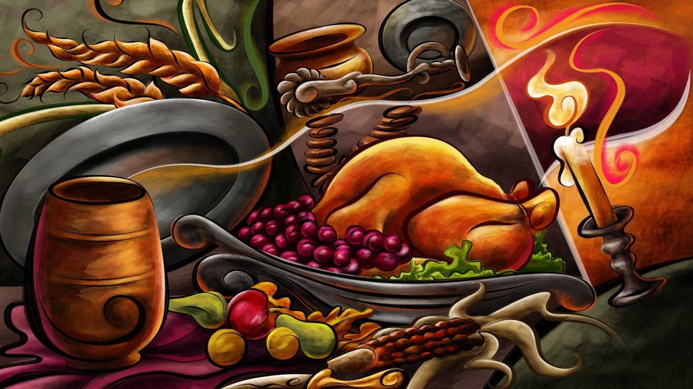 Food Thanksgiving Illustration Design Wallpaper