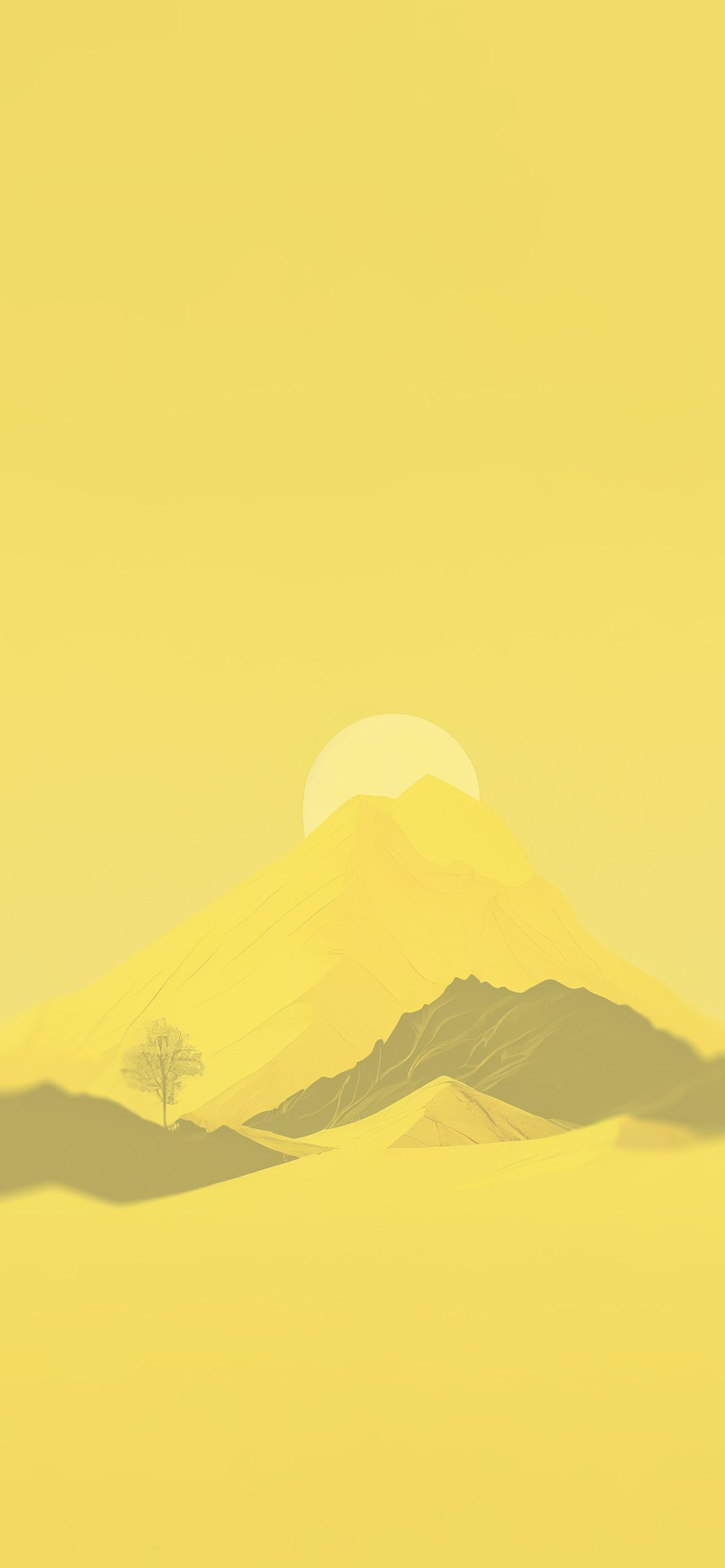 Sun Mountain Yellow Aesthetic Wallpaper 4k
