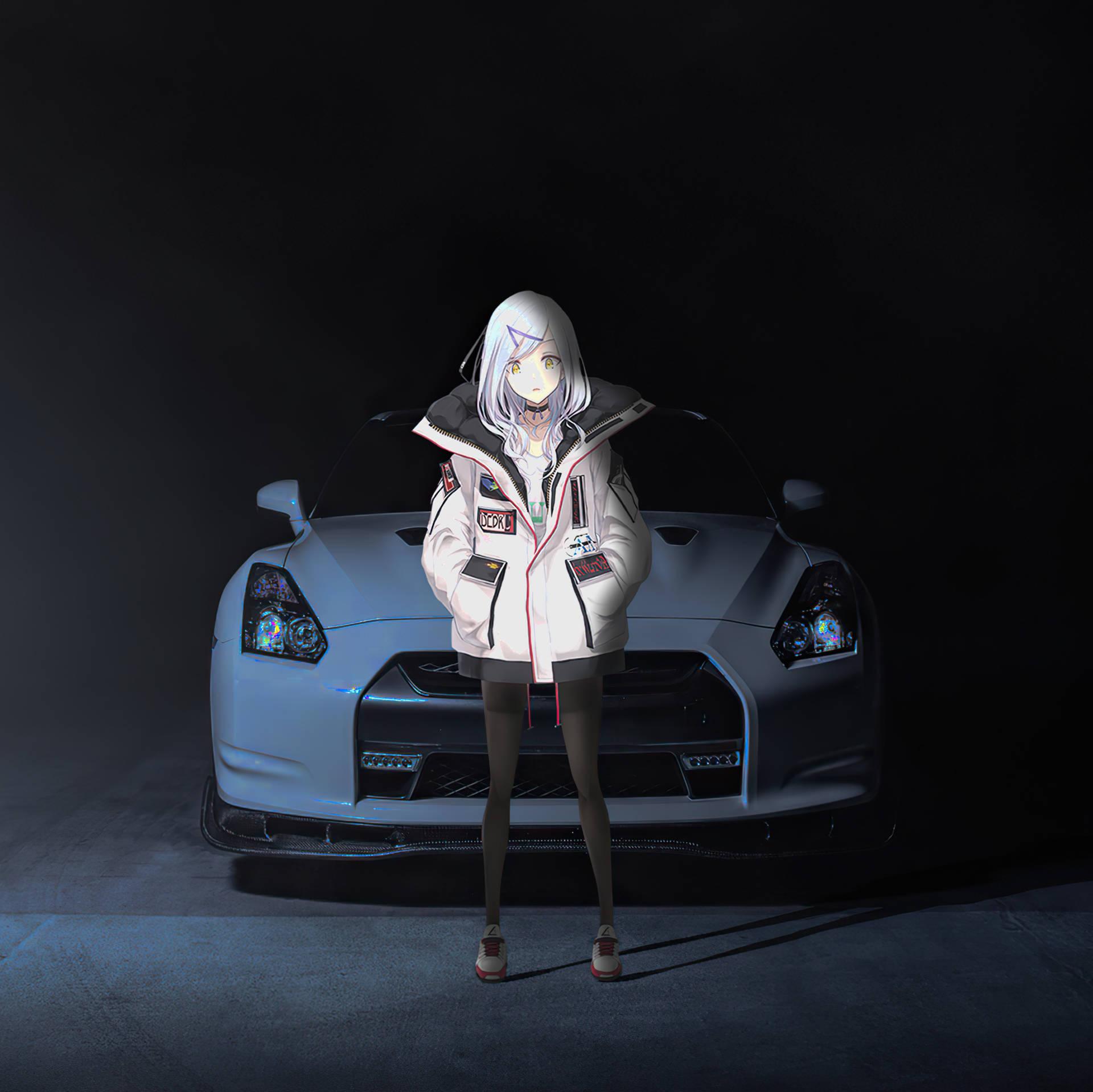 Download Anime IPad Girl With Car Wallpaper