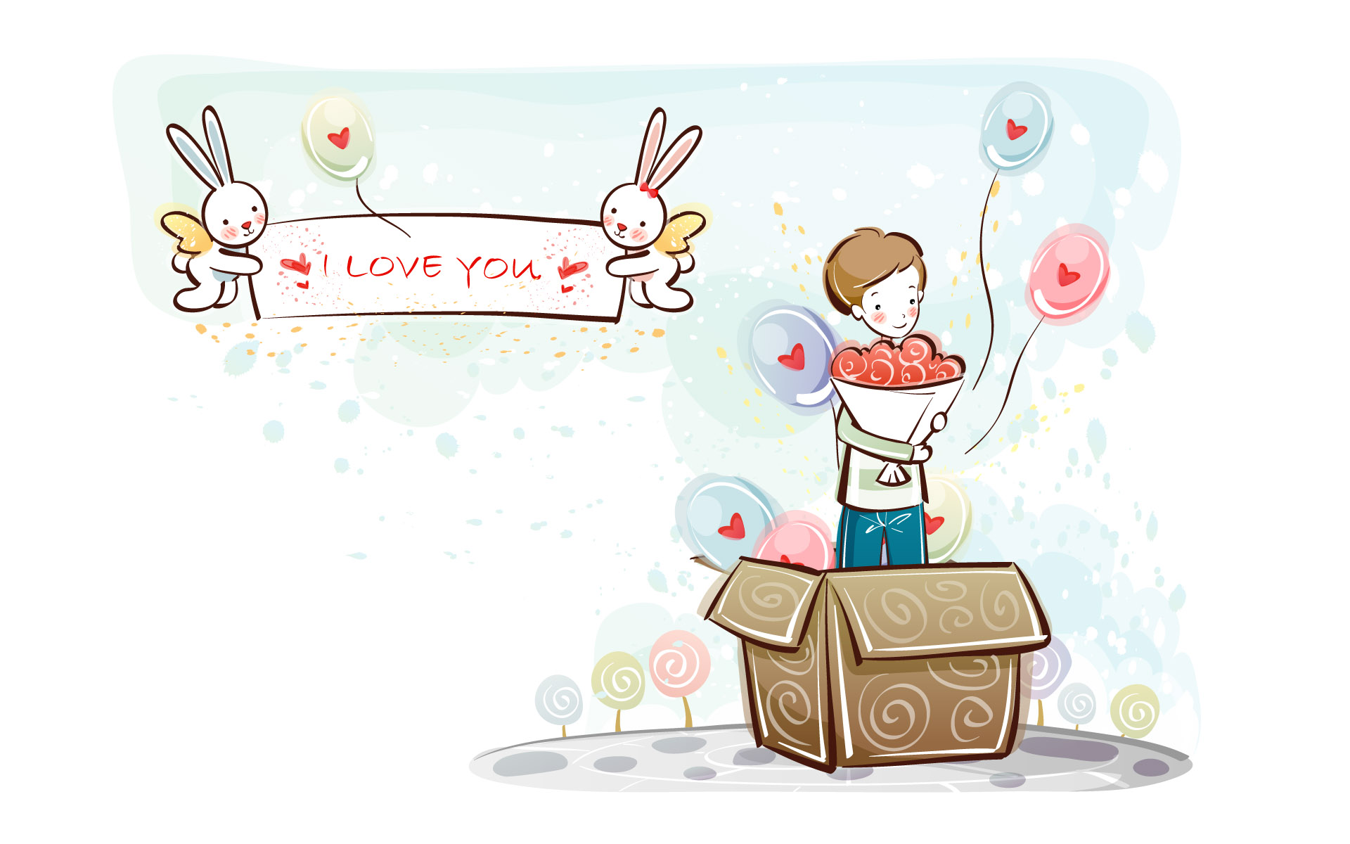 Cartoon Love Couple Wallpaper Clip Art