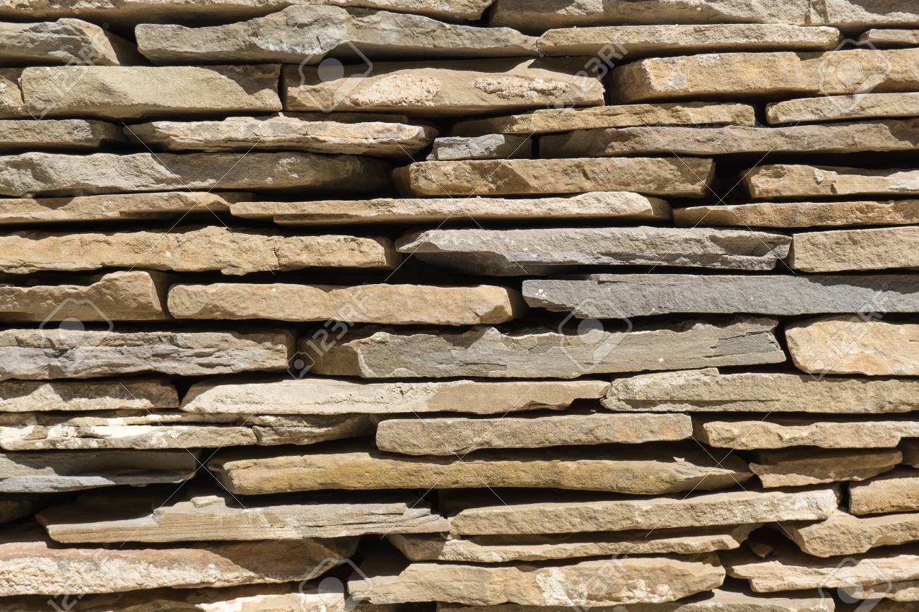Slate Flagstone Wall Of Large Irregular Pieces Stone Ruins