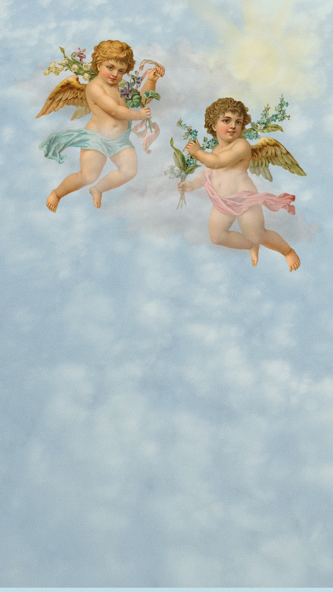 Clouds Cherubs Wallpaper With Sunny Filter Cherub Art